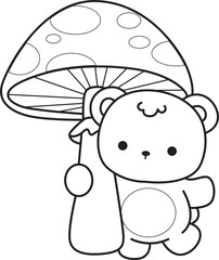 Coloring pages of Illustration of cute bear winter icon. Outline of bear winter 