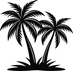 Fototapeta premium Two Black Palm Trees Silhouette Icon