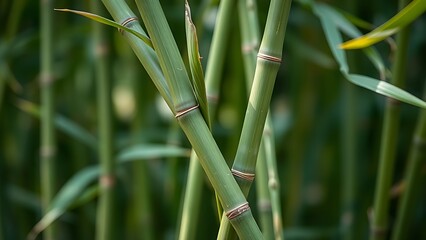 Obraz premium clacking. Bamboo stalks knocking together in the wind, close-up of intersecting canes. bar promotions, beverage menus, designed for product packaging and bar promotions, elevates brand perception.