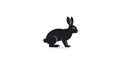 Minimalist illustration of a bunny rabbit in side profile against a white background, depicting it as a black silhouette