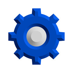 High-quality 3D blue gear settings icon isolated on a white background. Ideal for system preferences, configuration tools, app menus, and UI/UX interfaces. Editable AI vector with clean edges and mode