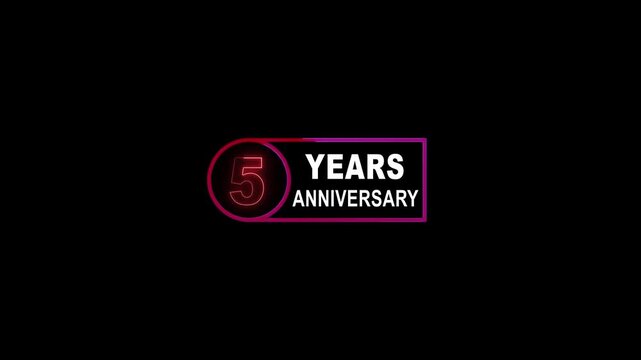 05 years anniversary neon motion graphic. motion animation animation black background. 05 years anniversary celebration motion graphics.