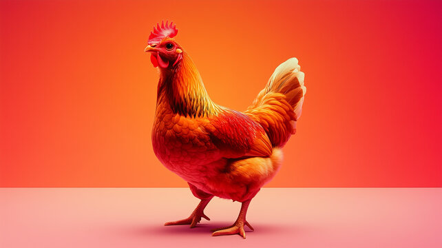 Chicken bird photo poster. Hen digital illustration.