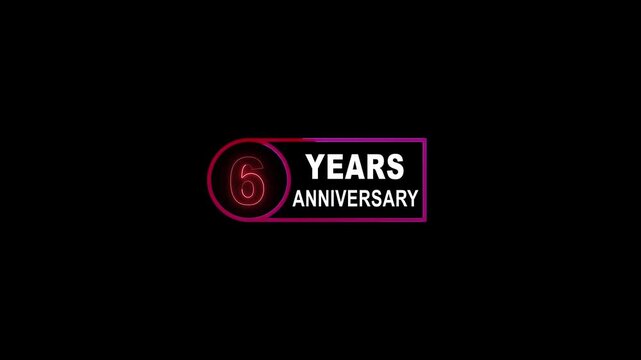 06 years anniversary neon motion graphic. motion animation animation black background. 06 years anniversary celebration motion graphics.