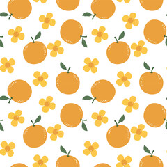 cute orange hand drawn vector illustration summer tropical fruit seamless pattern