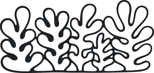 Black and White Abstract Plant Life Border Design Element Vector Illustration