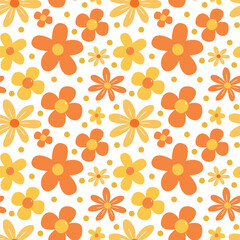 Seamless pattern with flowers in yellow for fabric