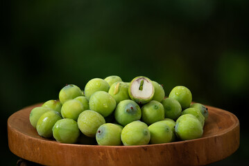 Fresh lotus seeds on natural background.