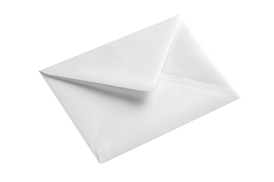 A clean white envelope against a stark black background