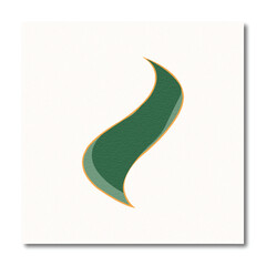 Naklejka premium Abstract Minimalist Green Wavy Shape Logo or Background Design with Orange Outline