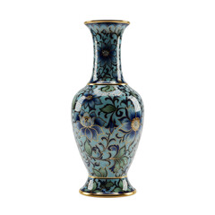 Ornate floral vase with gold trim on display isolated illustration on transparent background