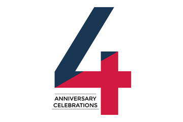 Fototapeta premium 4 anniversary celebrations in blue and red