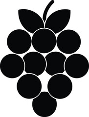 Black Minimalist Grape Bunch Silhouette Icon