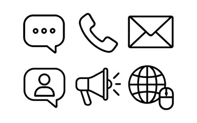 Simple linear icons for communication and digital interaction