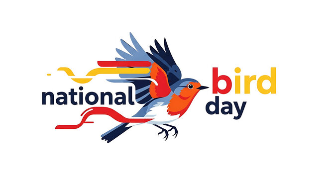 Celebrate national bird day with this vibrant vector illustration of a bird in flight, perfect for raising awareness about bird conservation efforts - Powered by Adobe