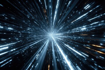 Obraz premium Abstract digital space, radiating light streaks