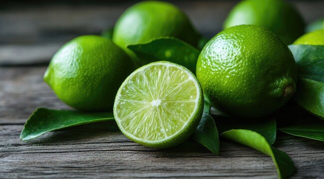 Fresh limes on rustic wood (8) - Powered by Adobe