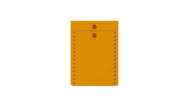 Brown file folder. Envelope. Important documents. Job application. Simple animation. Motion graphic.