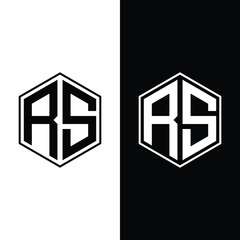 Creative Letter RS Monogram Hexagon Logo Design Icon Template White and Black Background Stock Vector and Vector Art.
