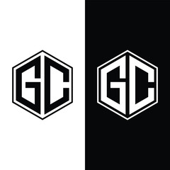 Creative Letter GC Monogram Hexagon Logo Design Icon Template White and Black Background Stock Vector and Vector Art.