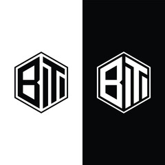 Letter BT Monogram Logo Design Stock Vector.