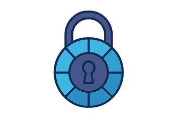 Blue combination padlock symbolizing digital security and data protection access