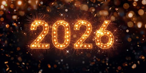 Golden Christmas Tree with Star and Bokeh Lights on Blue Background