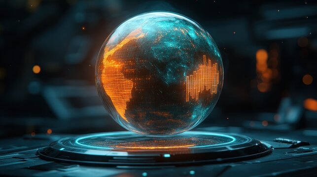 Holographic Earth, futuristic display - Powered by Adobe