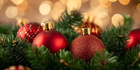 Golden Christmas Tree with Star and Bokeh Lights on Blue Background
