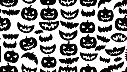 Halloween Pumpkin Faces Pattern Spooky Jackolantern Design