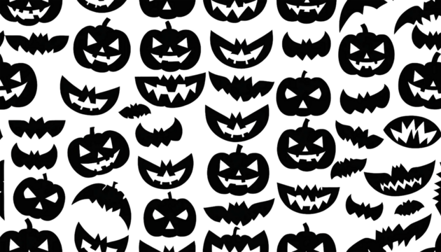 Halloween Pumpkin Faces Pattern Spooky Jackolantern Design