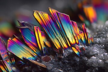 Fototapeta premium iridescent crystals in macro photography