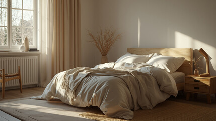 minimalist bedroom with natural light