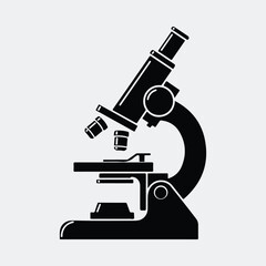 Silhouette microscope simple outline icon for science lab Vector illustration