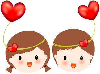 two funny cartoon hearts