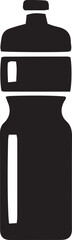 Black water bottle icon shows hydration and fitness on transparent background