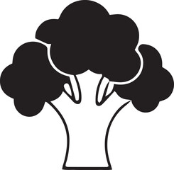 Bold broccoli silhouette presents a simplistic, yet striking, vegetable outline on transparent background