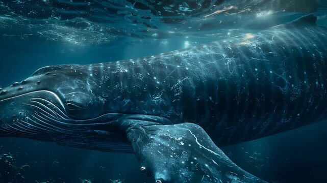 Humpback Whale Underwater Generative AI Illustration