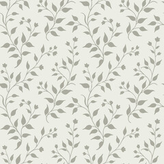 Elegant floral pattern with gray vines and leaves on a cream background vintage botanical design simple backdrop repeated motif calm design element