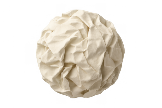 Crumpled paper ball symbolizing failure, unsuccessful ideas, waste, recycling, and brainstorming struggles, transparent background
