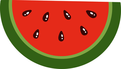Obraz premium cute slice of watermelon fruit vector cartoon illustration