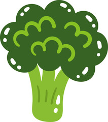 cute green broccoli vegetable food vector cartoon illustration