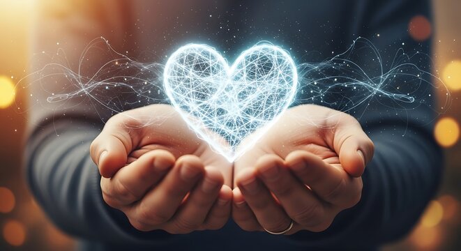 Express your love with this electrifying heart in your hands for Valentine's Day promotion