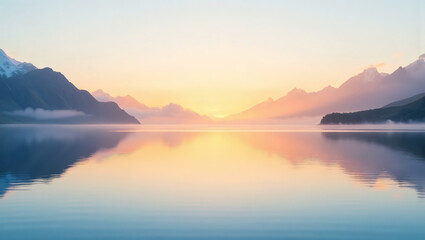 Fototapeta premium SunriseOverMountainLake