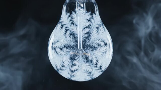 In a winter wonderland, delicate frost formations reshape the glass, creating stunning patterns, while soft light glimmers and illuminates the scene.