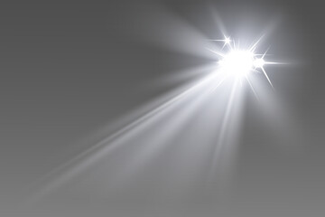 Special lighting effect of light, glowing star rays.