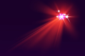 Special lighting effect of light, glowing star rays.