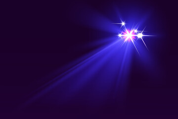 Special lighting effect of light, glowing star rays.