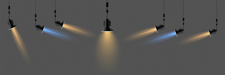 Spotlights shining on stage for performance or event design