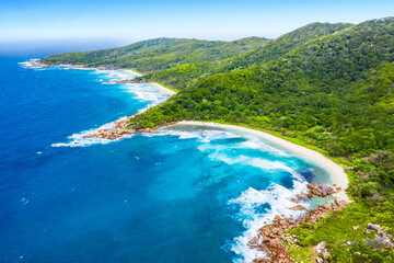 Anse Cocos - one of the most beautiful beach of Seychelles. La Digue Island, Seychelles